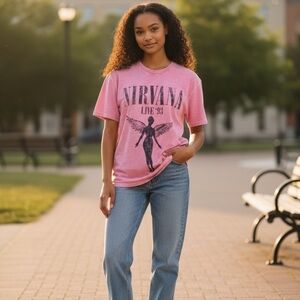 Nirvana Pink Graphic Tee for Women